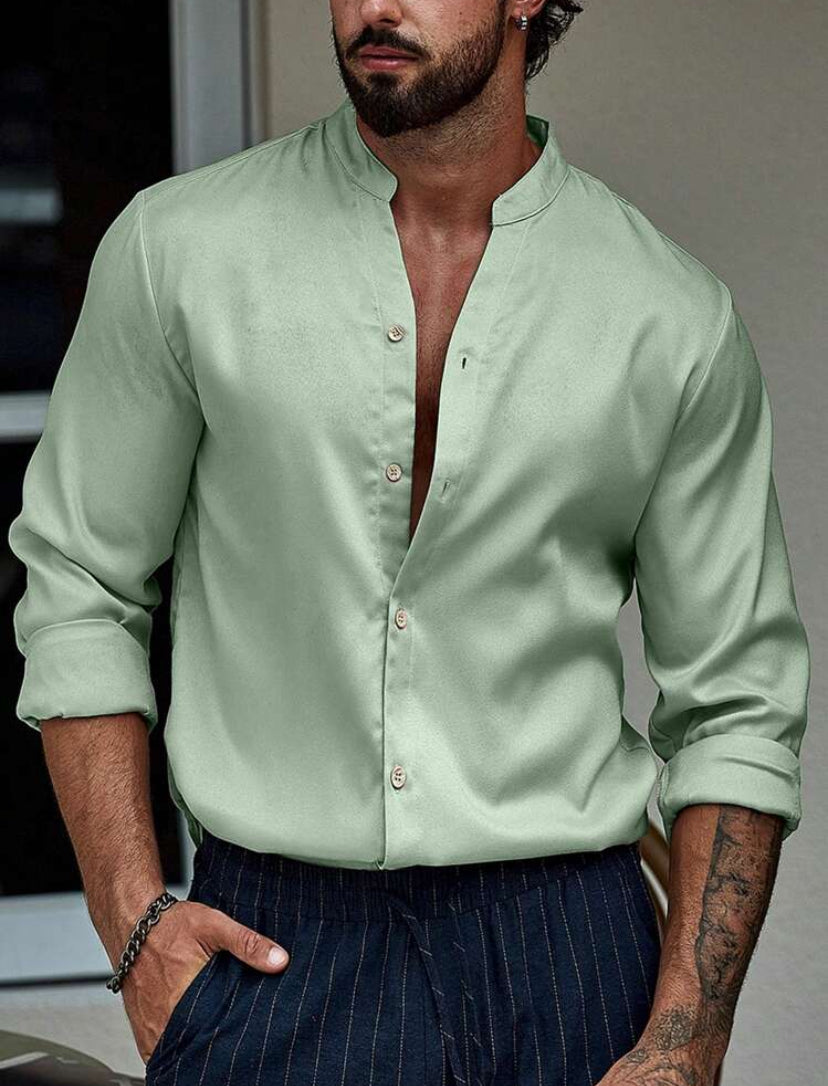 Camisa Social Geneva Slim Fit com Colarinho Alto