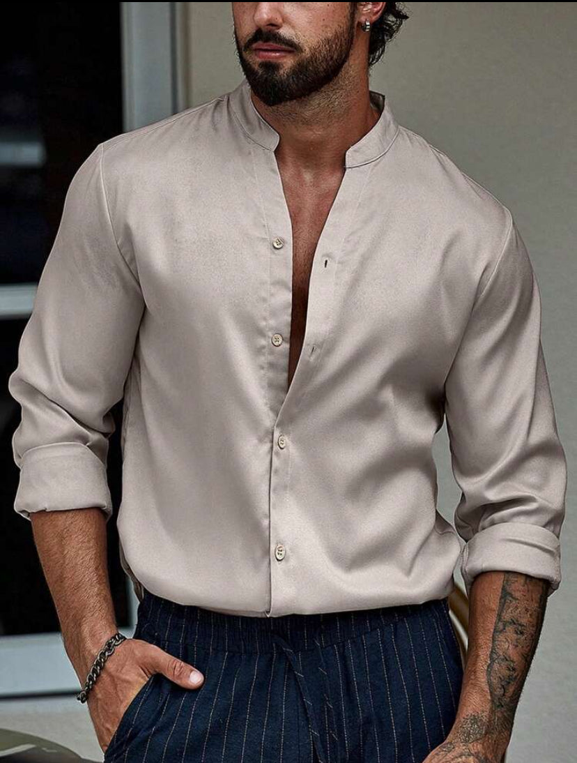 Camisa Social Geneva Slim Fit com Colarinho Alto
