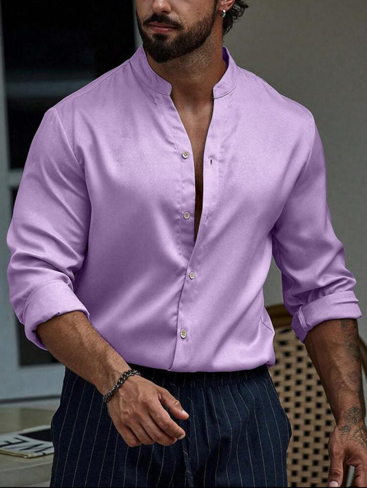 Camisa Social Geneva Slim Fit com Colarinho Alto